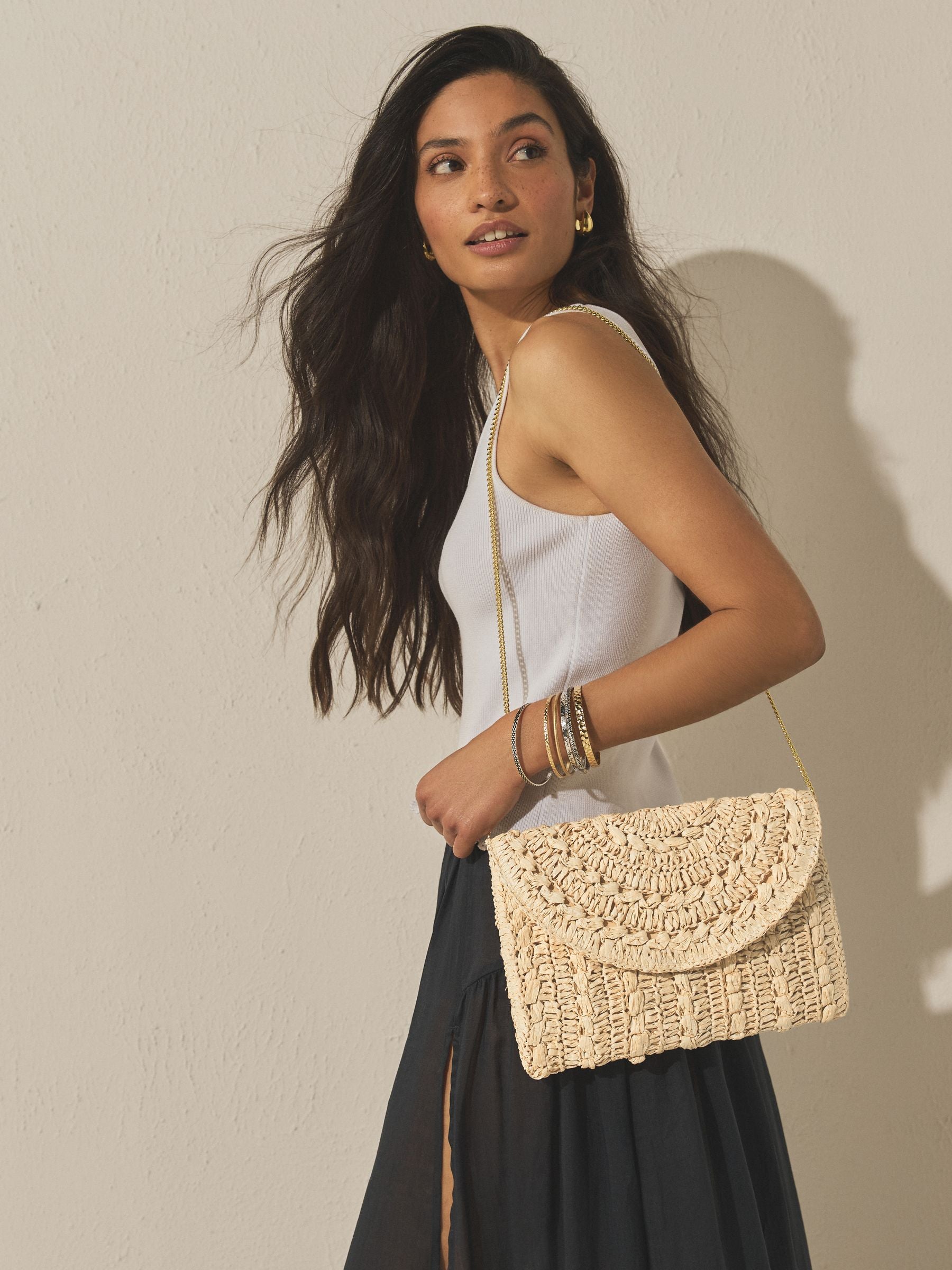 Natural raffia effect clutch bag, UK version