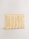 Natural raffia effect clutch bag, UK version