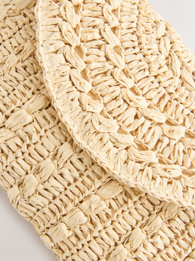 Natural raffia effect clutch bag, UK version