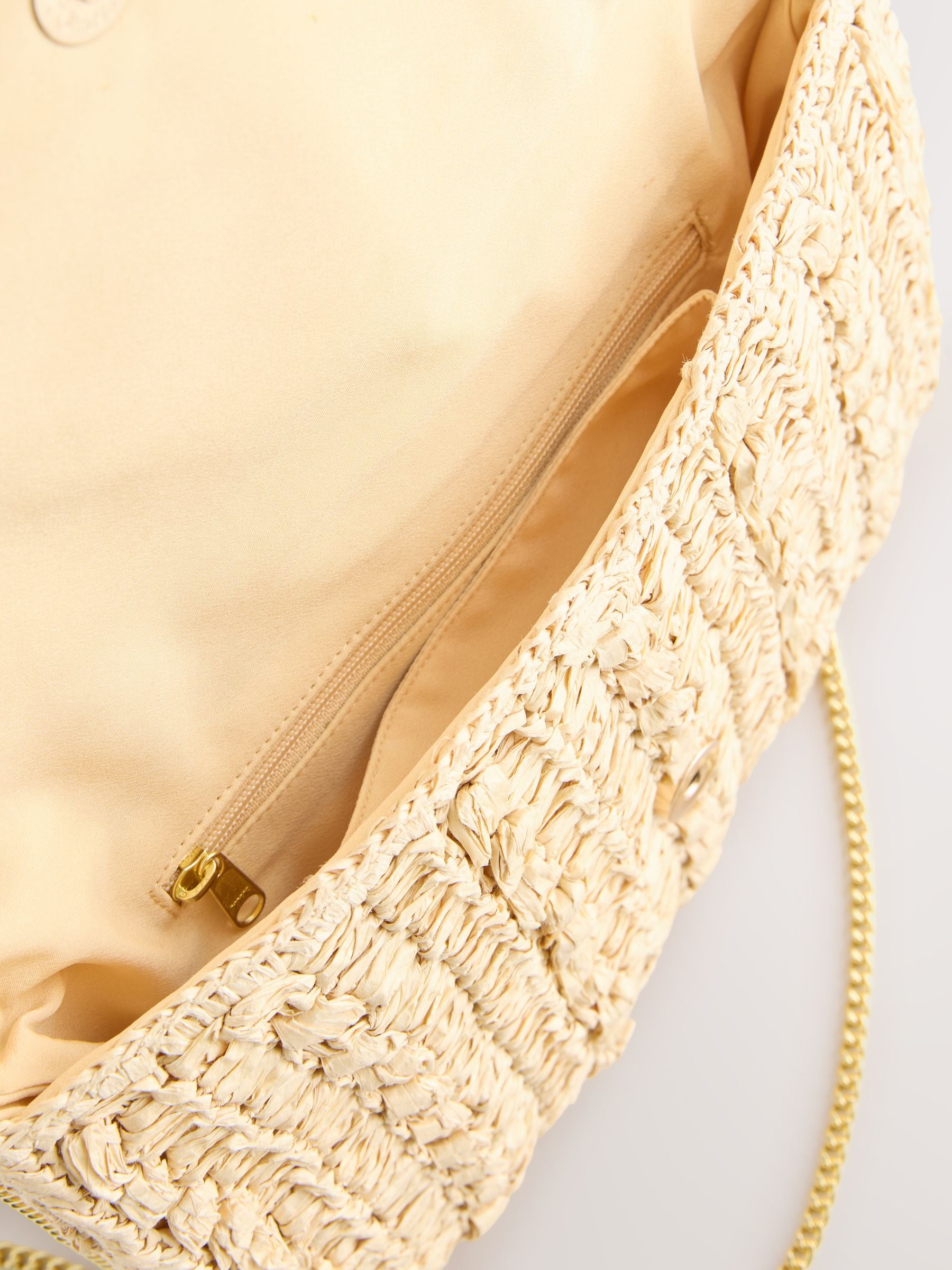 Natural raffia effect clutch bag, UK version