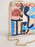 Natural Marrakesh embroidered clutch bag in jute and cotton - British product