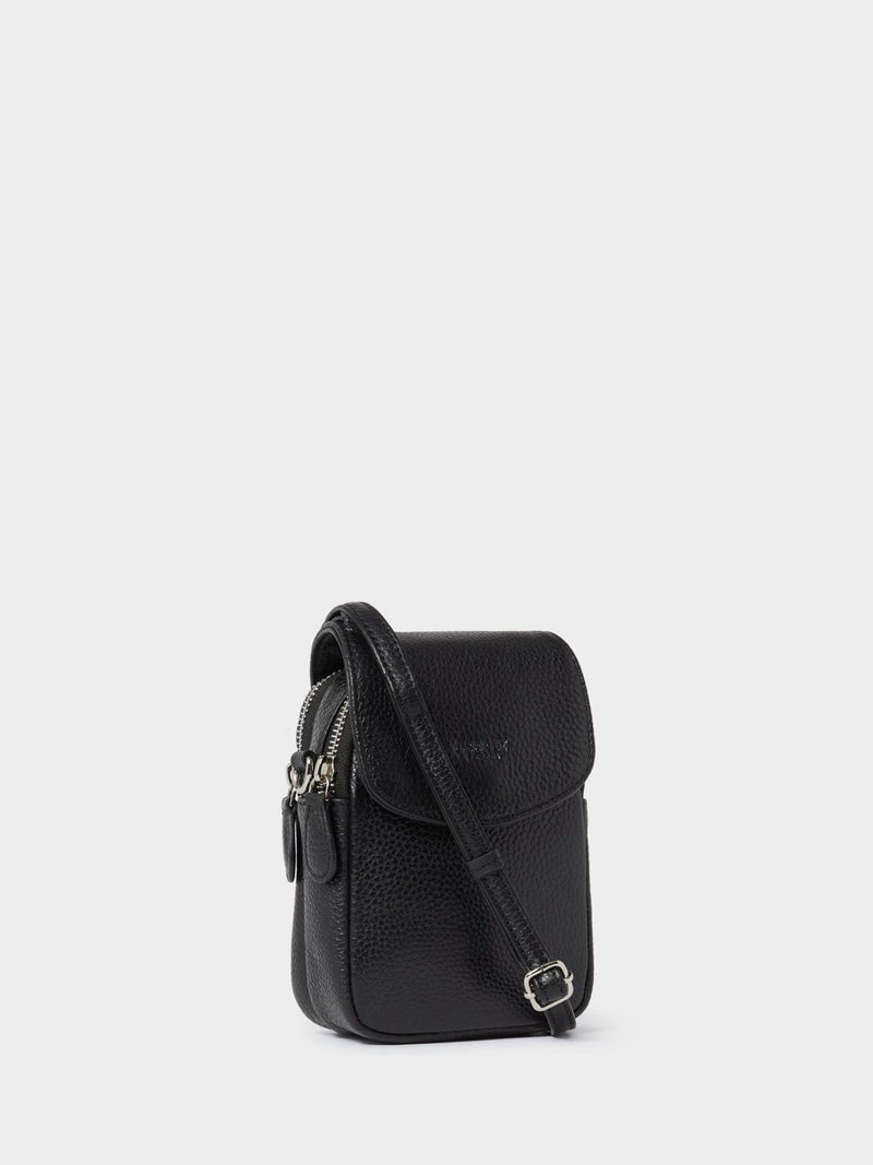 Osprey London black Sprinter leather phone bag, UK version