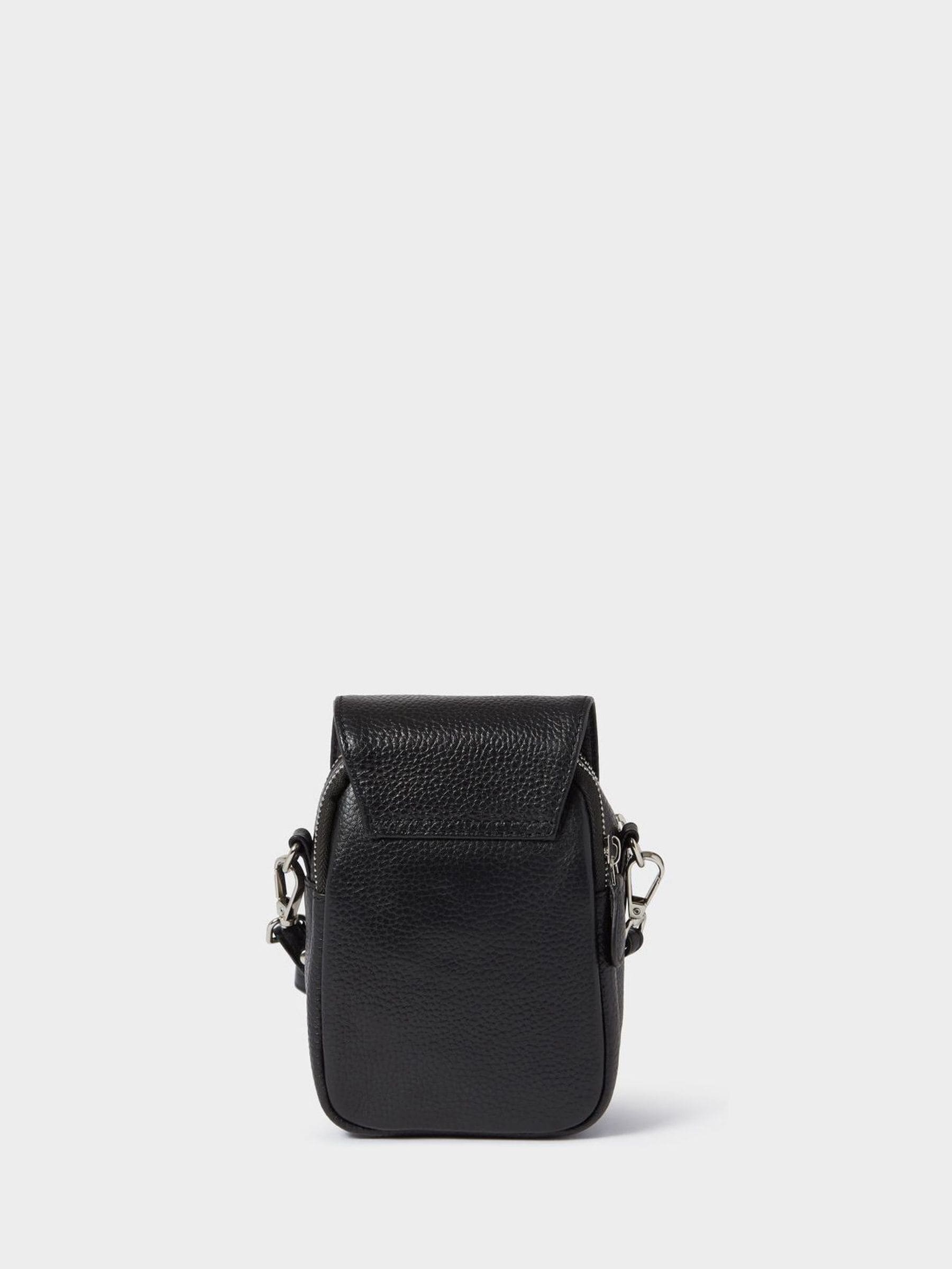 Osprey London black Sprinter leather phone bag, UK version