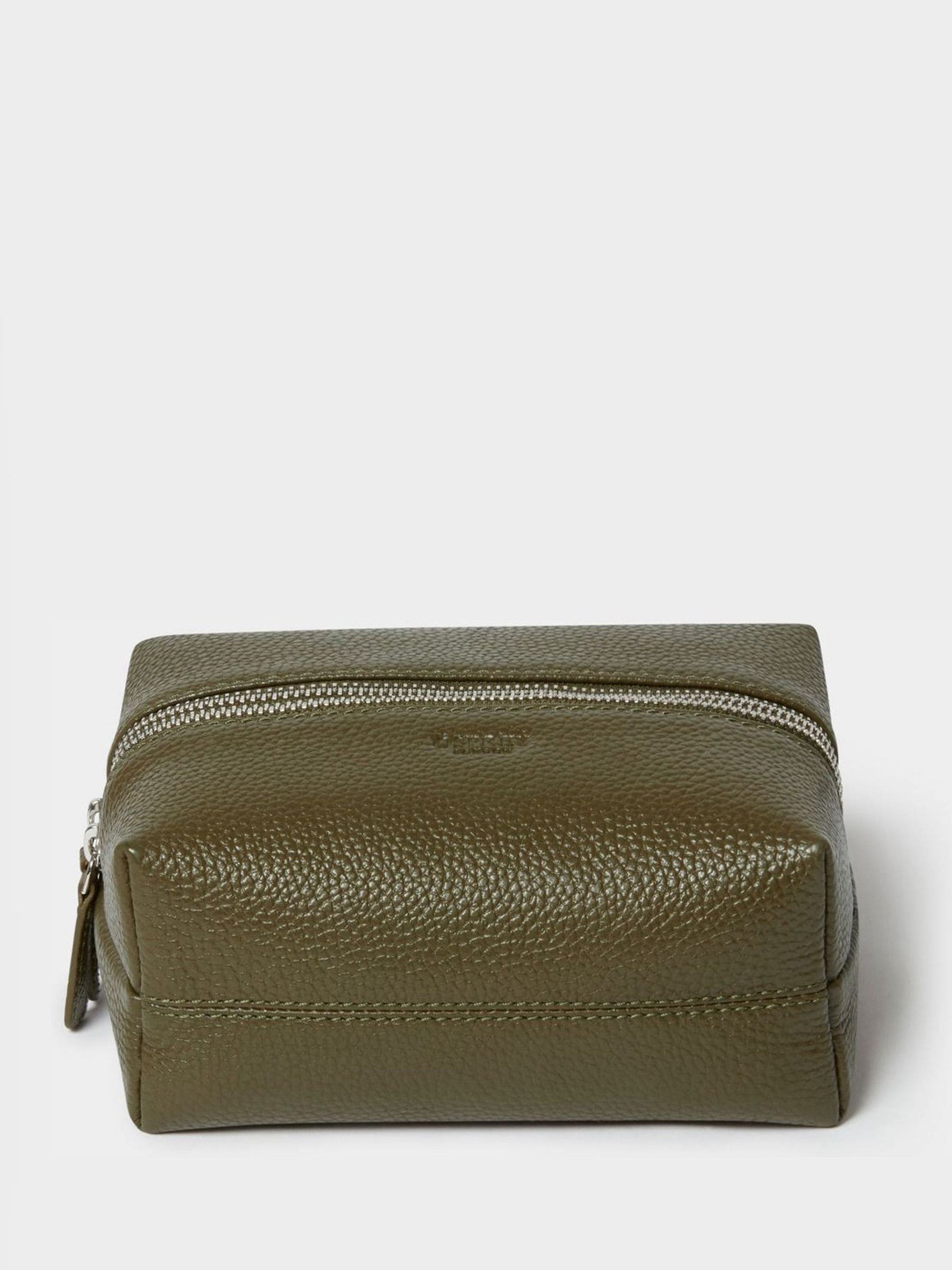 Osprey London black leather washbag small double zip (British brand)
