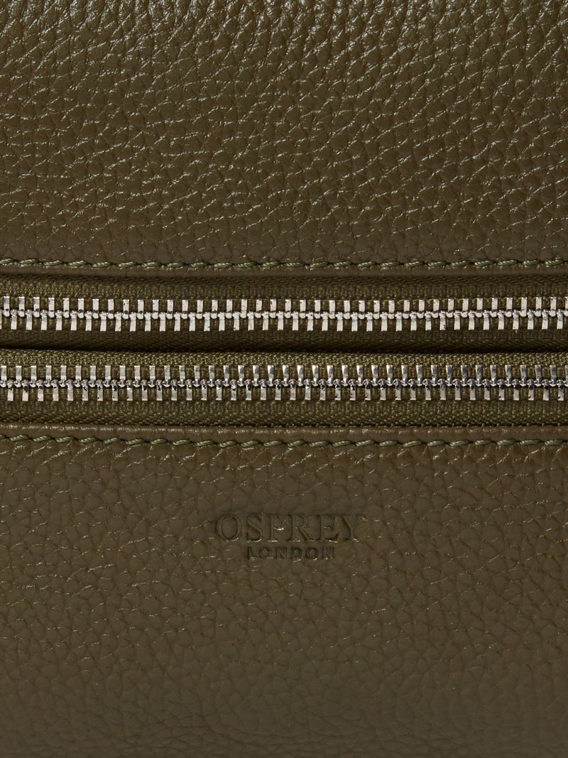 Osprey London black leather washbag small double zip (British brand)