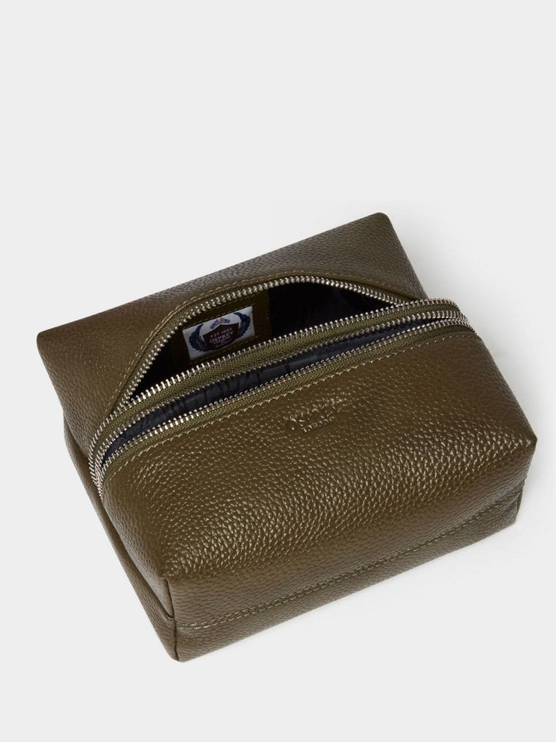 Osprey London black leather washbag small double zip (British brand)