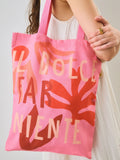 Pink 100% cotton shopper bag, natural cotton fabric - British product