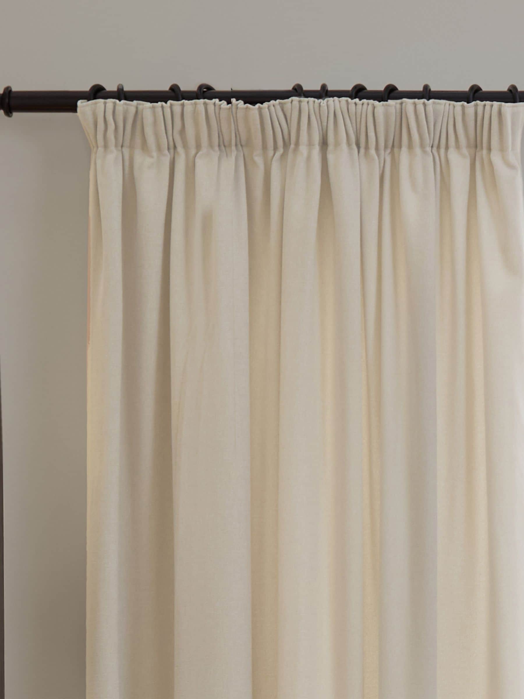 Furn Ecru Lightweight Chenille Pencil Pleat Lined Curtains