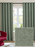 Furn Green chenille eyelet blackout curtains 229x183cm, imported from the UK