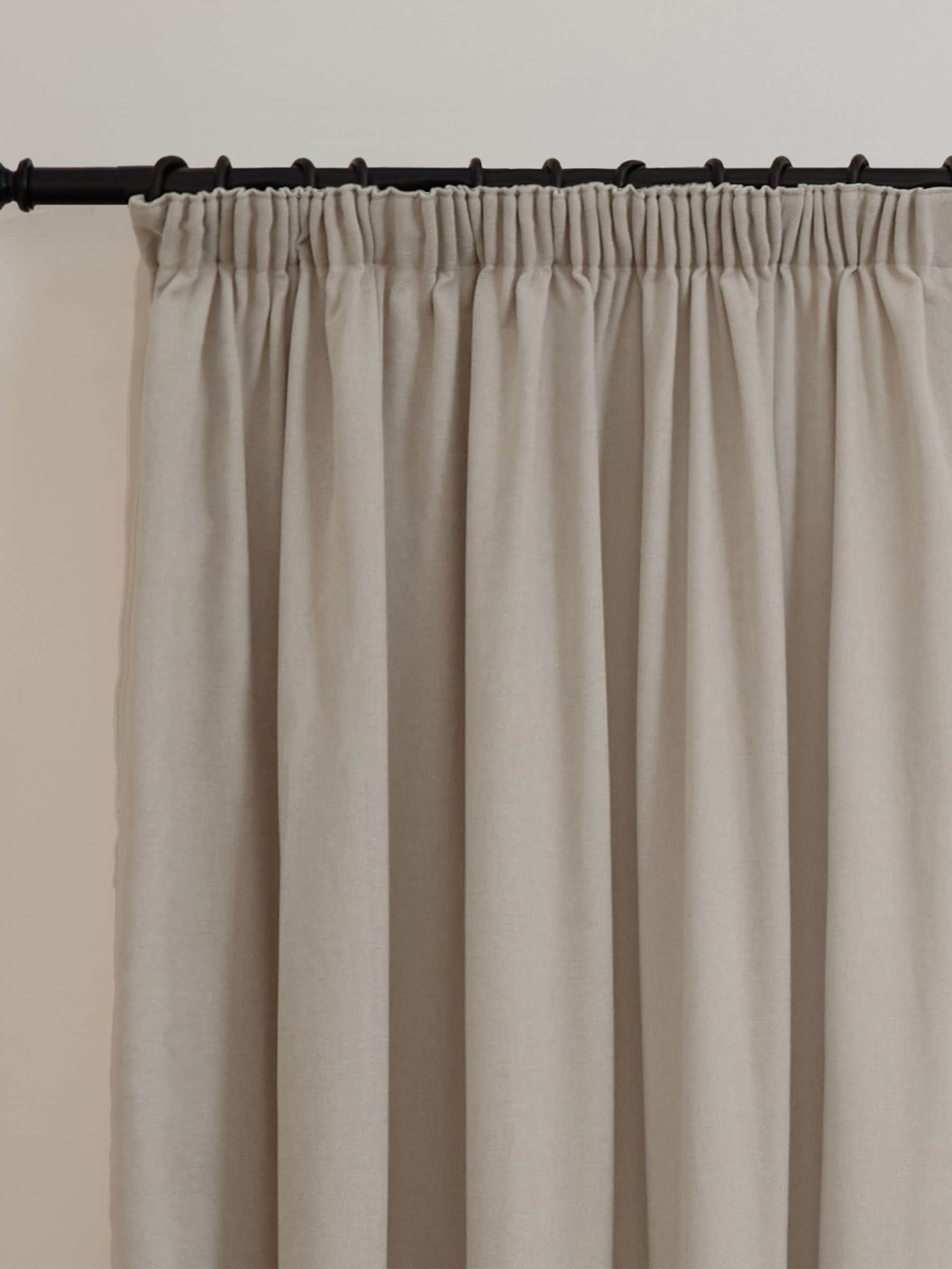 Furn Natural Lightweight Chenille Pencil Pleat Lined Curtains