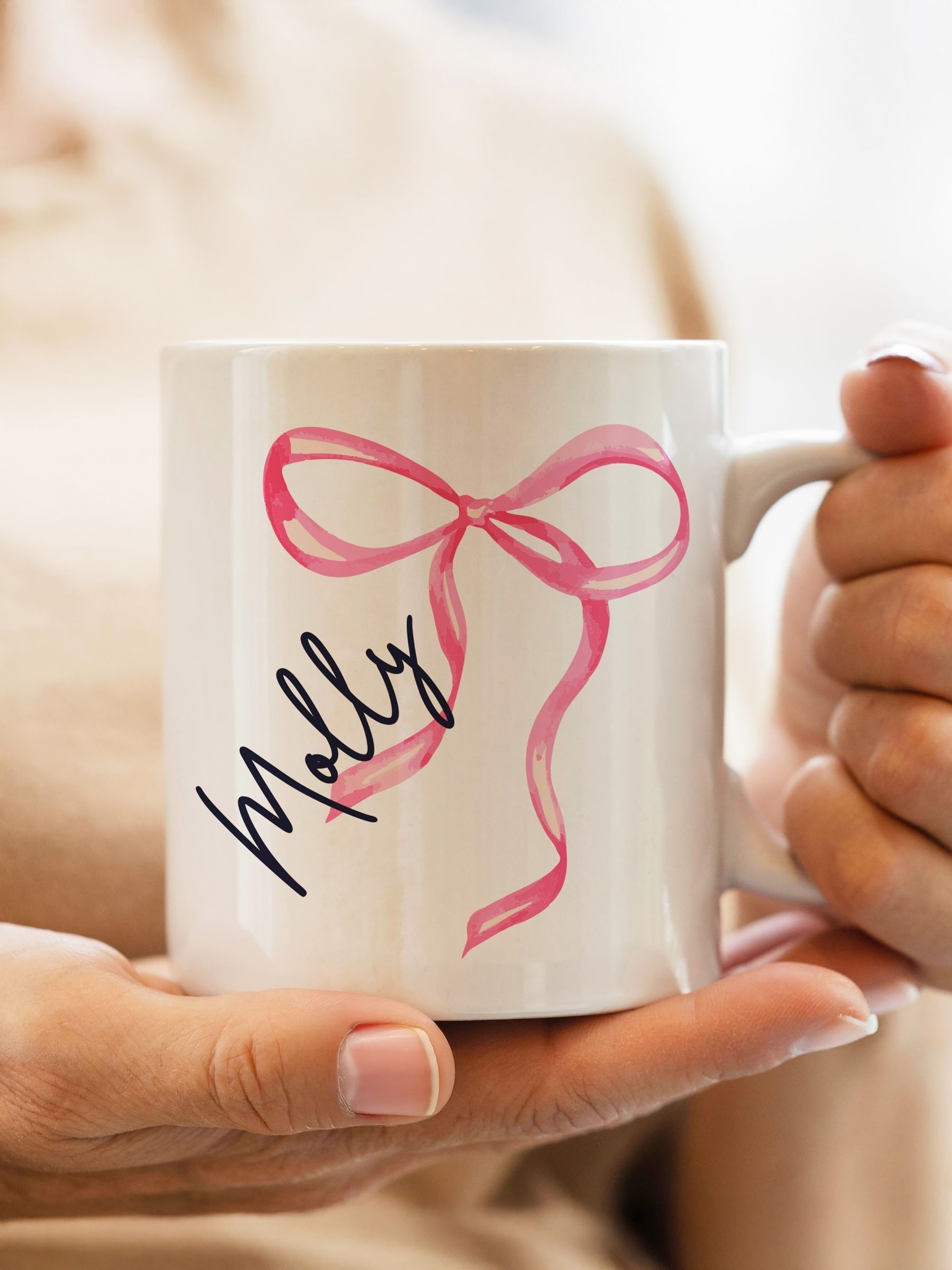 PMC personalised bow mug ceramic 9cm (British brand)