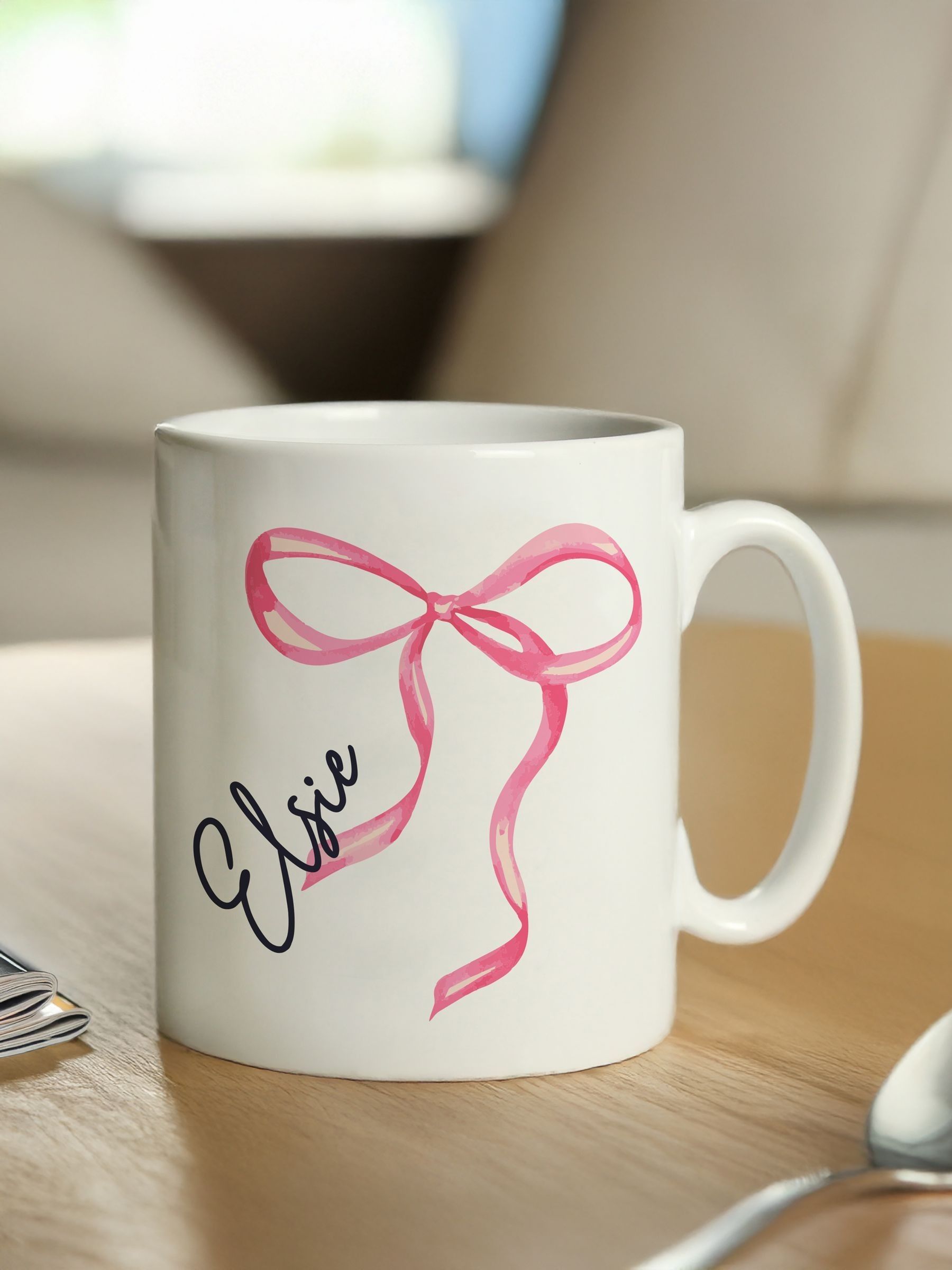 PMC personalised bow mug ceramic 9cm (British brand)