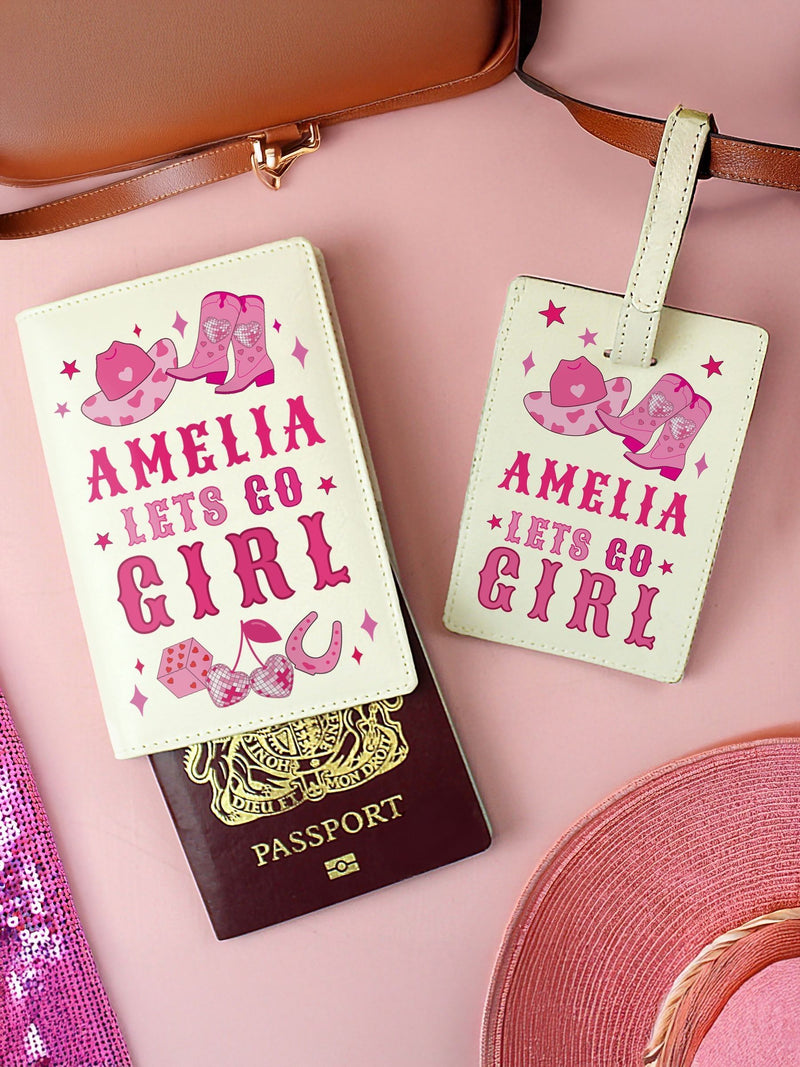 PMC cowgirl personalised travel set, UK version