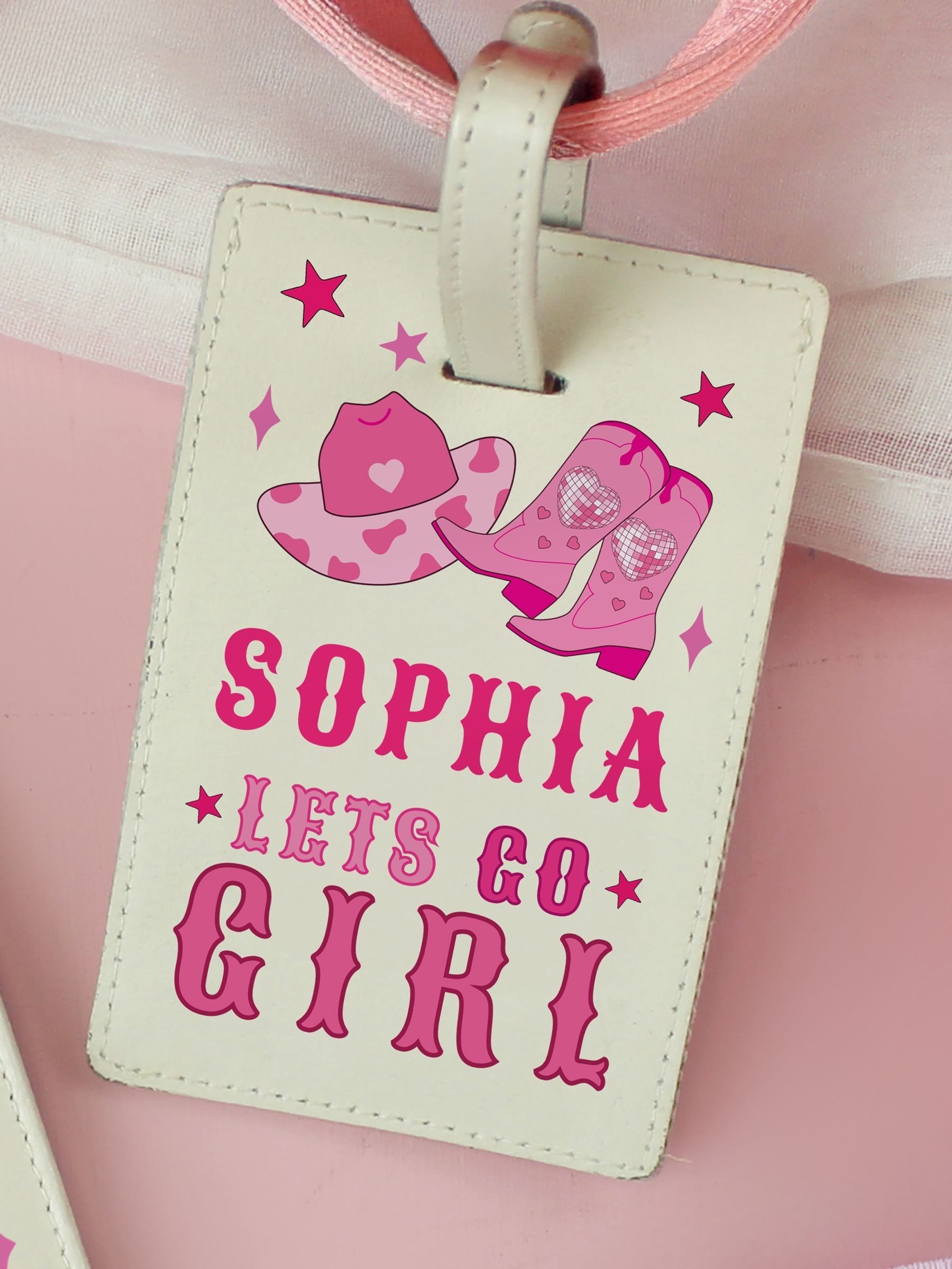 PMC cowgirl personalised travel set, UK version