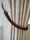 Laura Ashley Set of 2 Charcoal Chenille Grafton Rope Curtain Tiebacks