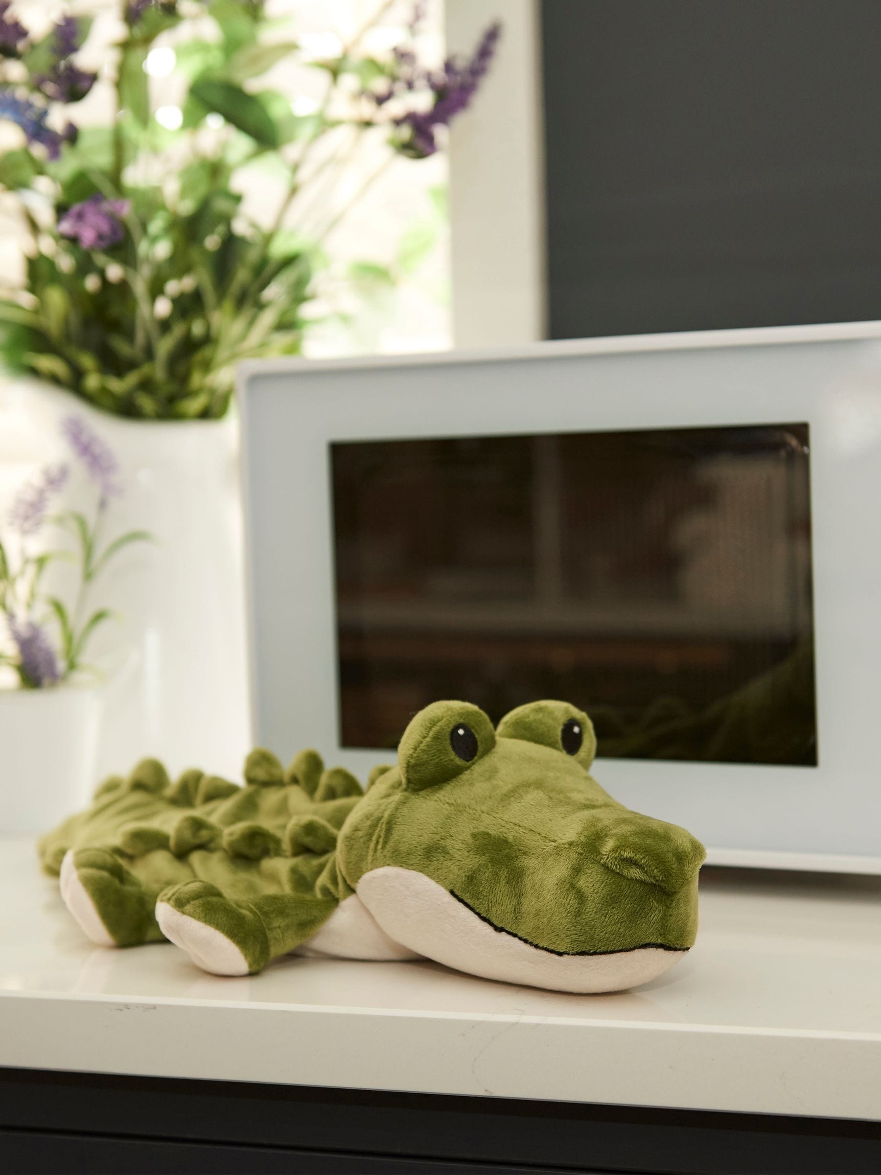 Warmies large green alligator heatable soft toy (British brand)