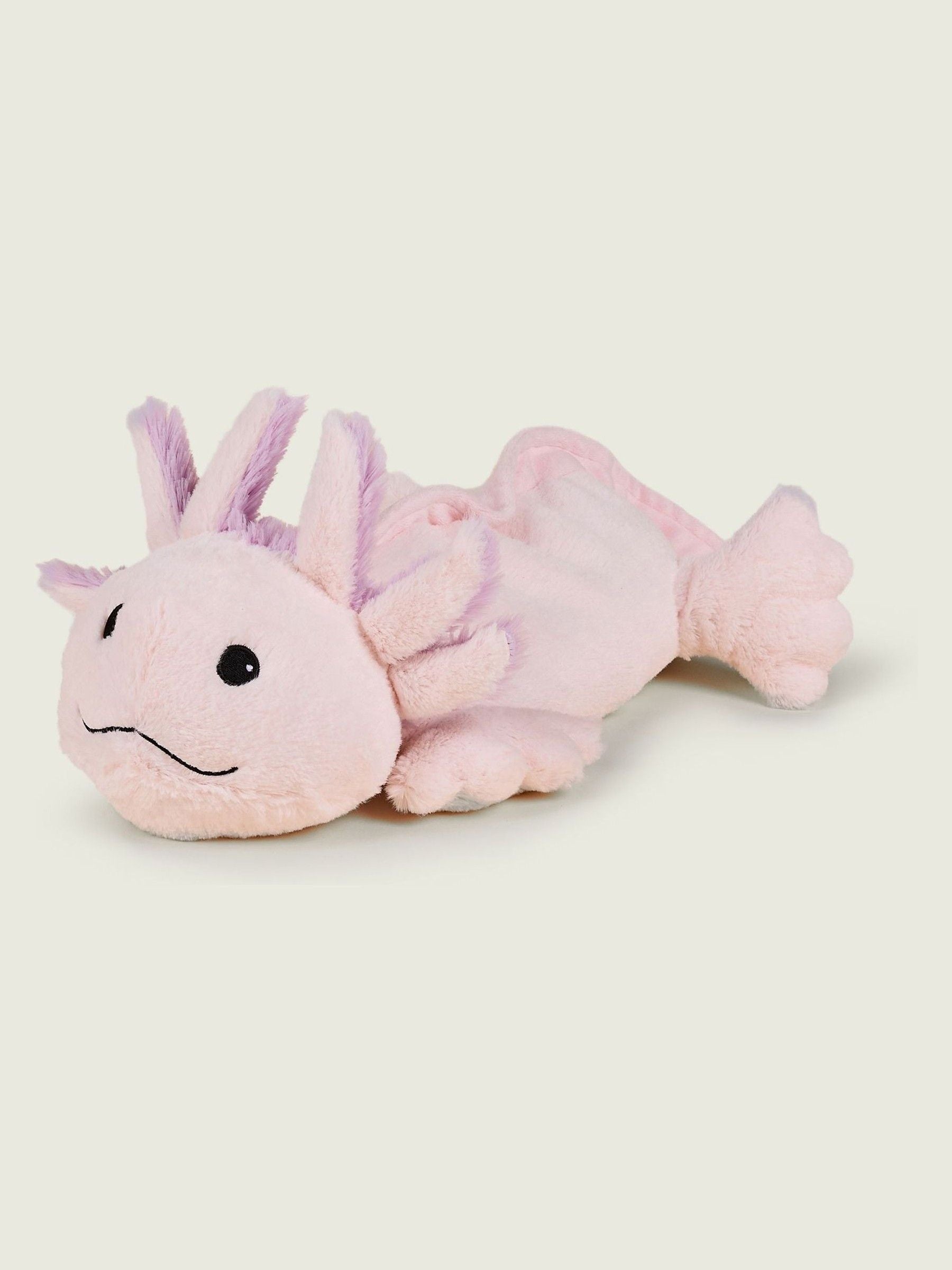 Warmies pink large axolotl heatable soft toy, imported from the UK