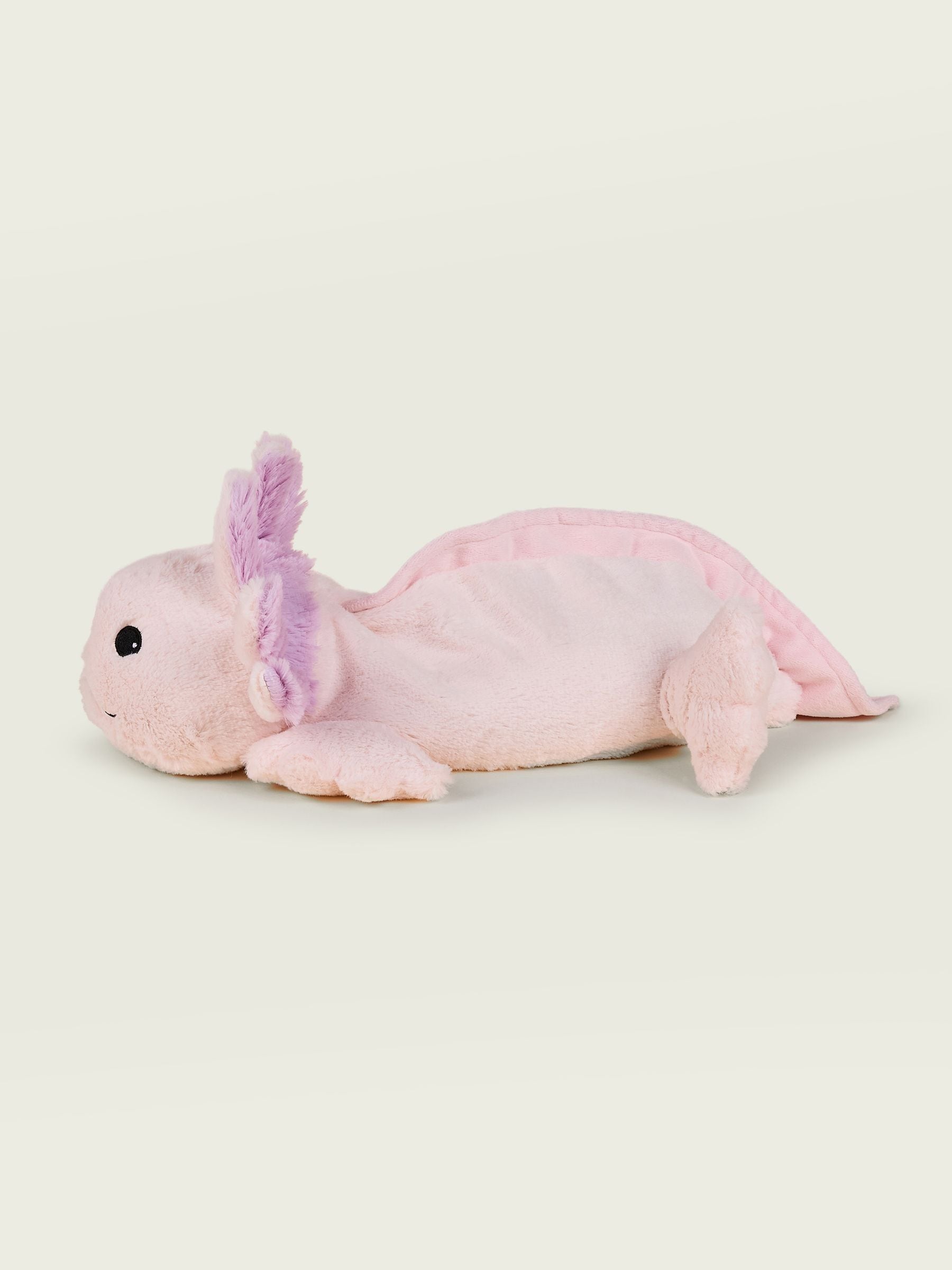 Warmies pink large axolotl heatable soft toy, imported from the UK