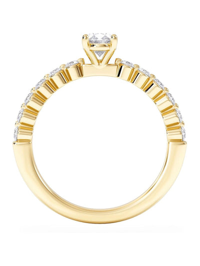 The Diamond Store White Solstice 0,80ct Oval geschliffener Labor-Diamant Solitär Verlobungsring in 9 Karat Gelbgold