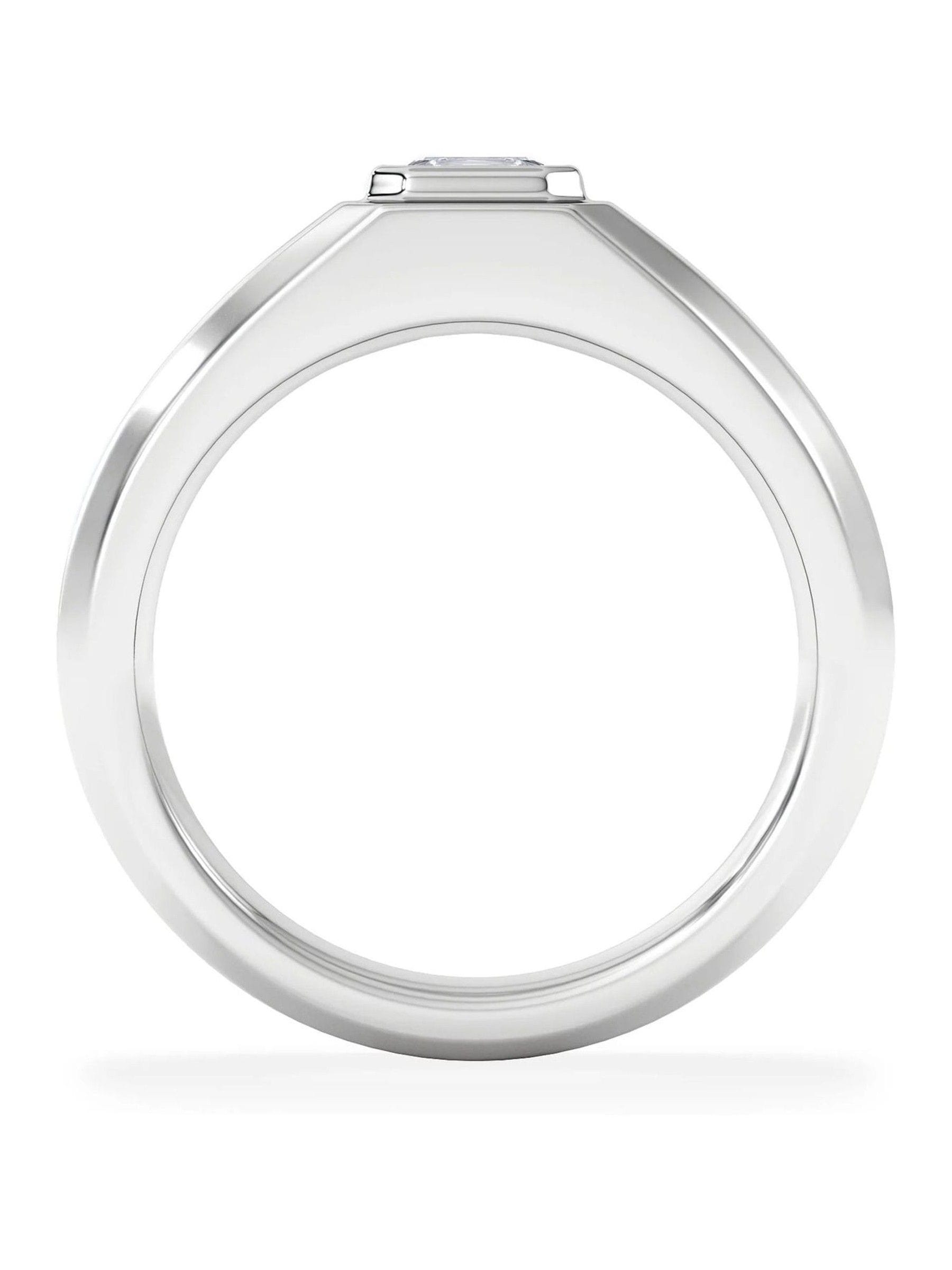 The Diamond Store White Men's 0.50ct Asscher Cut Lab Diamond Signet Ring in 9k White Gold