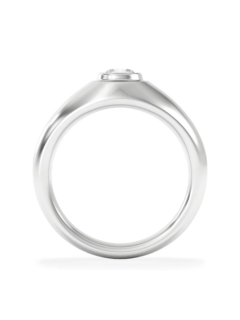 The Diamond Store 9k White Gold 0.50ct Round Cut Signet Ring