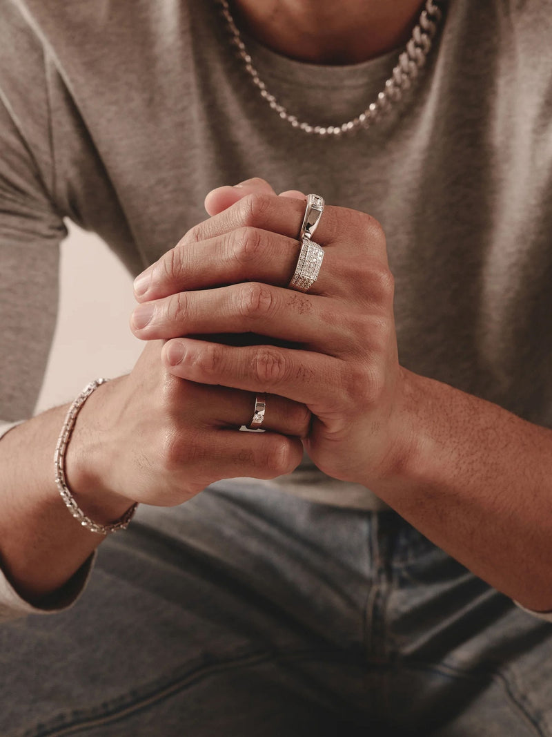 The Diamond Store men's diamond signet ring 1.00ct sterling silver (British brand)