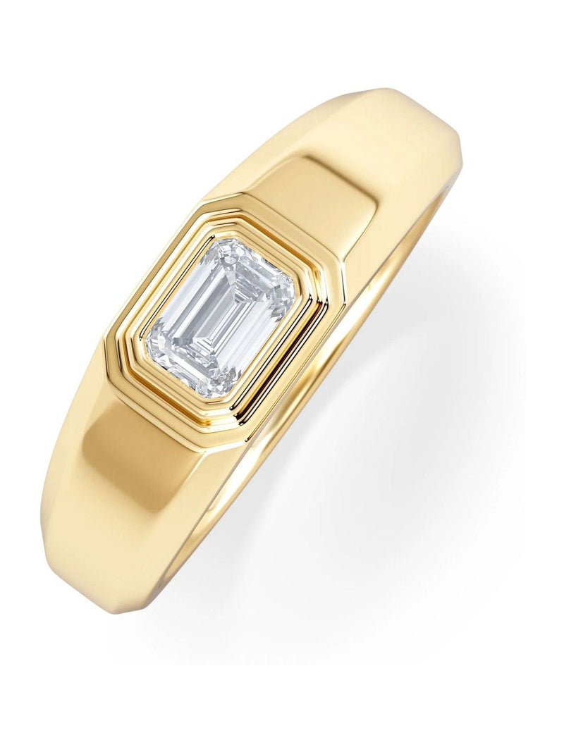 The Diamond Store Gold Men's 0.50ct Emerald Cut Lab Diamond Signet Ring in 9K Yellow Gold