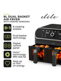 Tower Elite dual basket air fryer 8L, imported from the UK