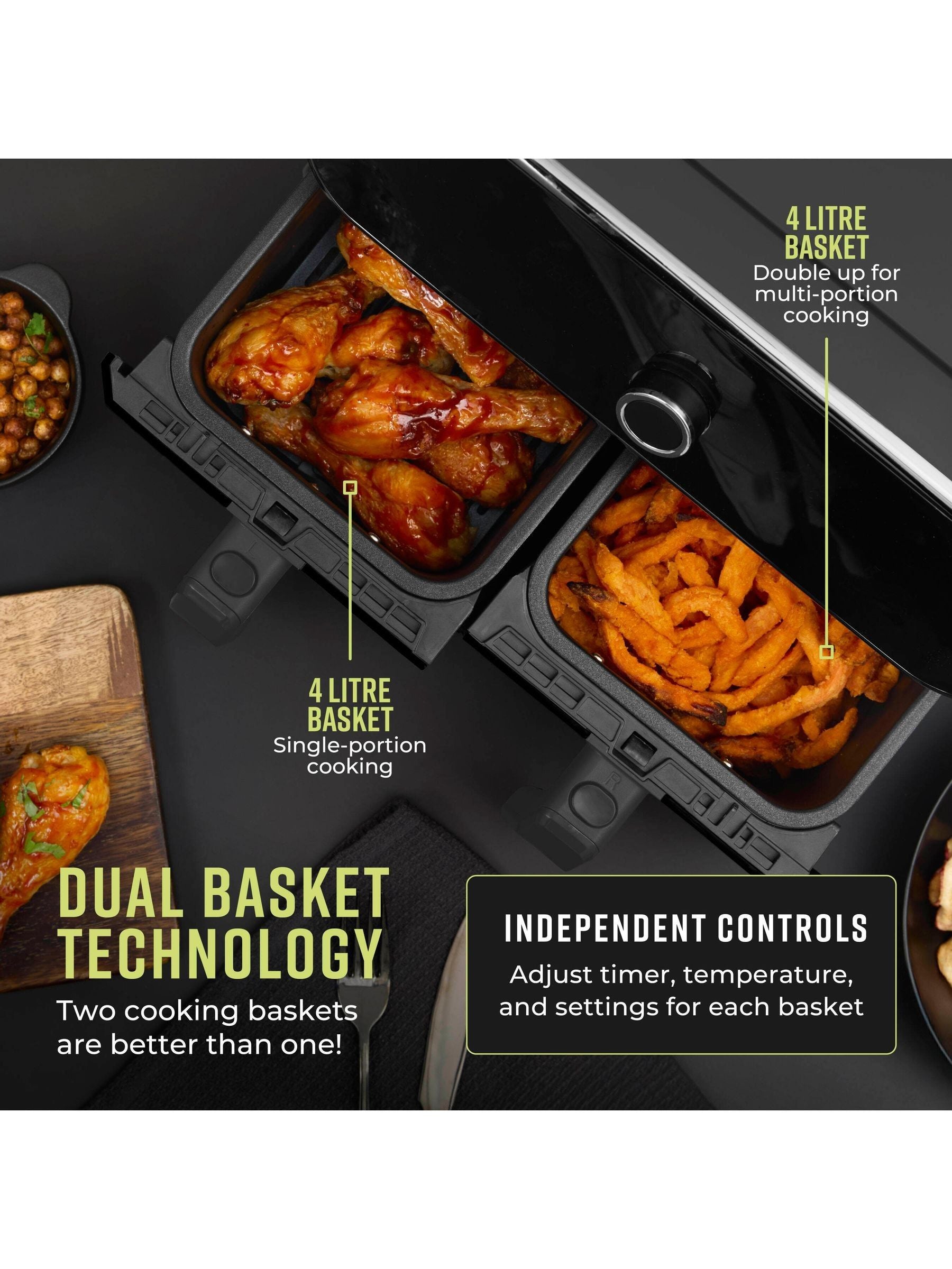 Tower Elite dual basket air fryer 8L, imported from the UK