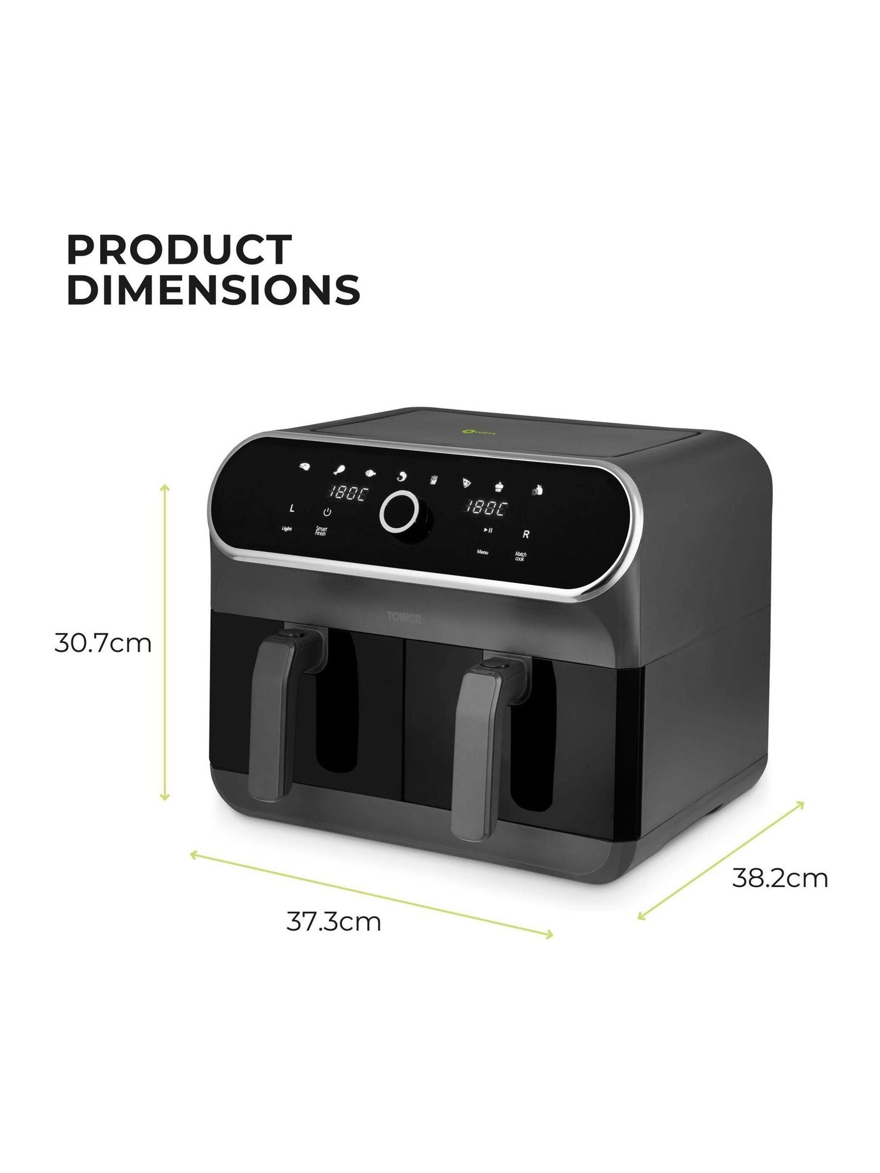 Tower Elite dual basket air fryer 8L, imported from the UK