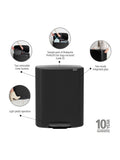 Brabantia pedal bin Matt Black 2x30L, imported from the UK
