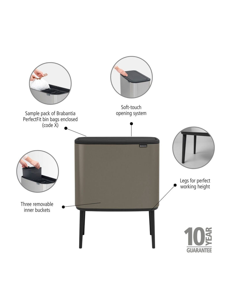 Brabantia Bo Touch Bin 3x11L recycling bin, imported from the UK