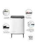 Brabantia White Bo Touch Bin 2 x 30L - British product