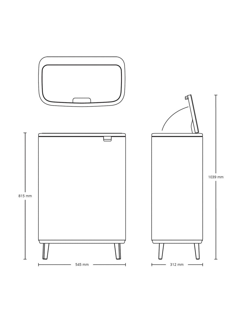 Brabantia White Bo Touch Bin 2 x 30L - British product