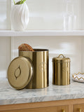 Gold badge bread bin and biscuit tin set, UK version