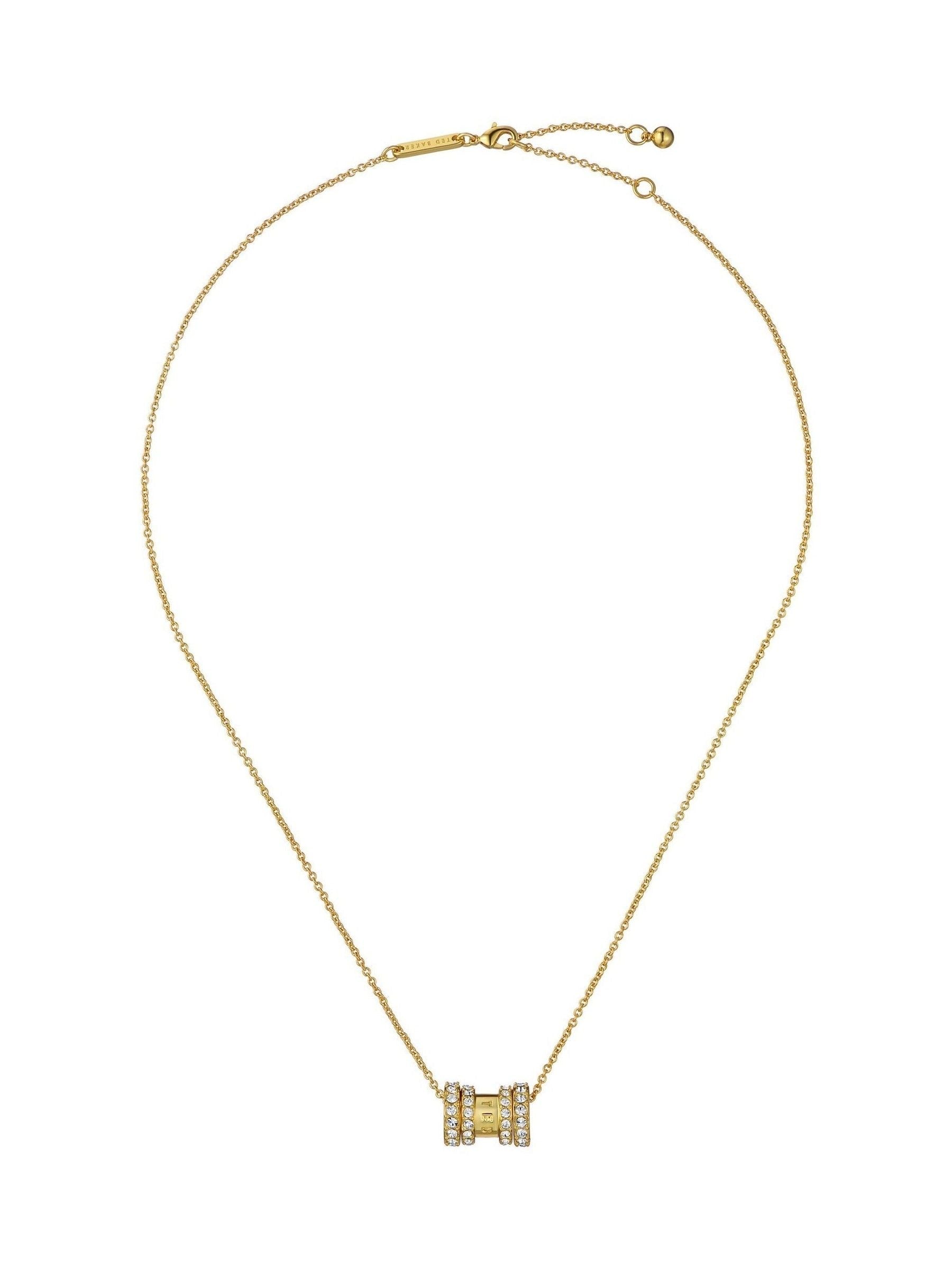Ted Baker Gold Tone Clear Crystal Romie Roll Pendant Necklace (British brand)