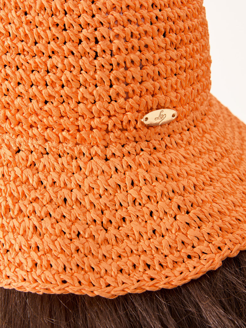Lipsy orange straw look bucket hat, UK version