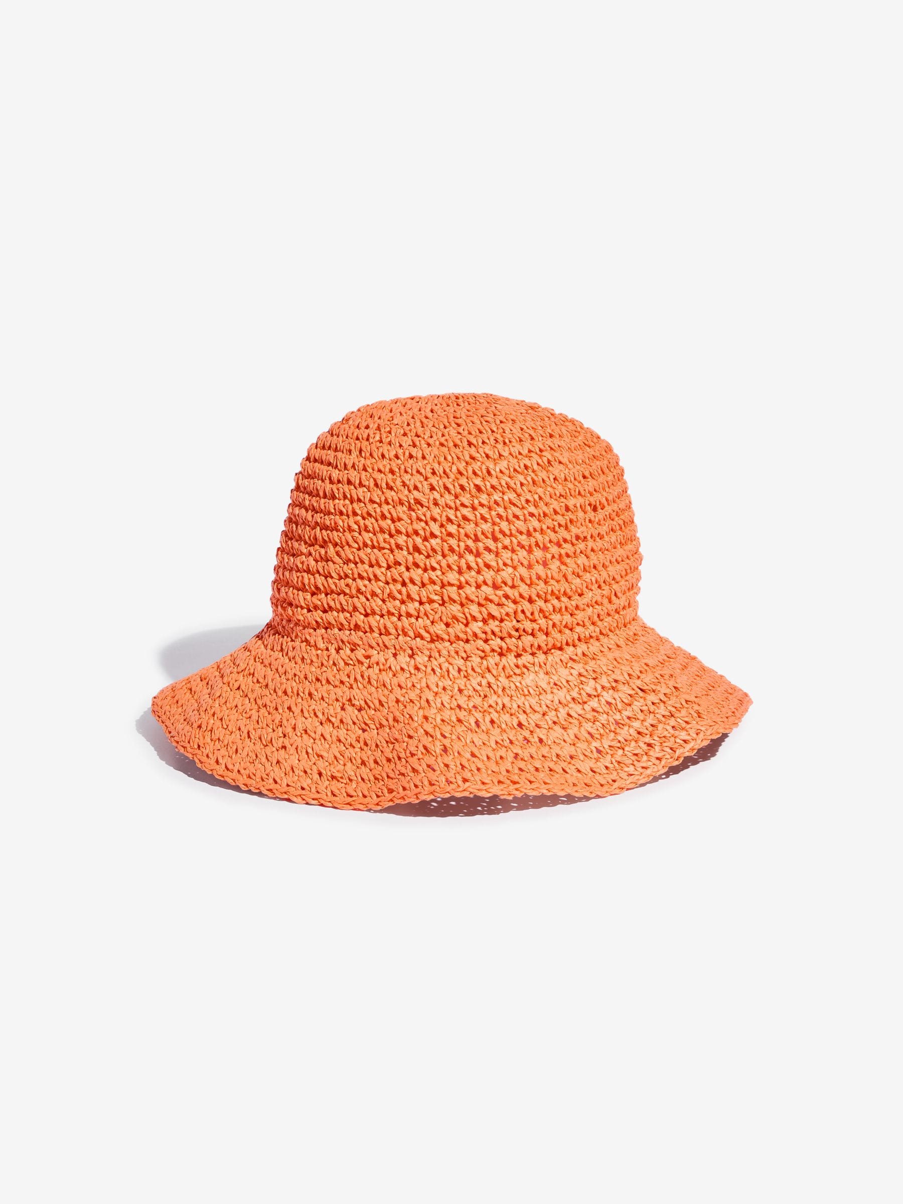 Lipsy orange straw look bucket hat, UK version