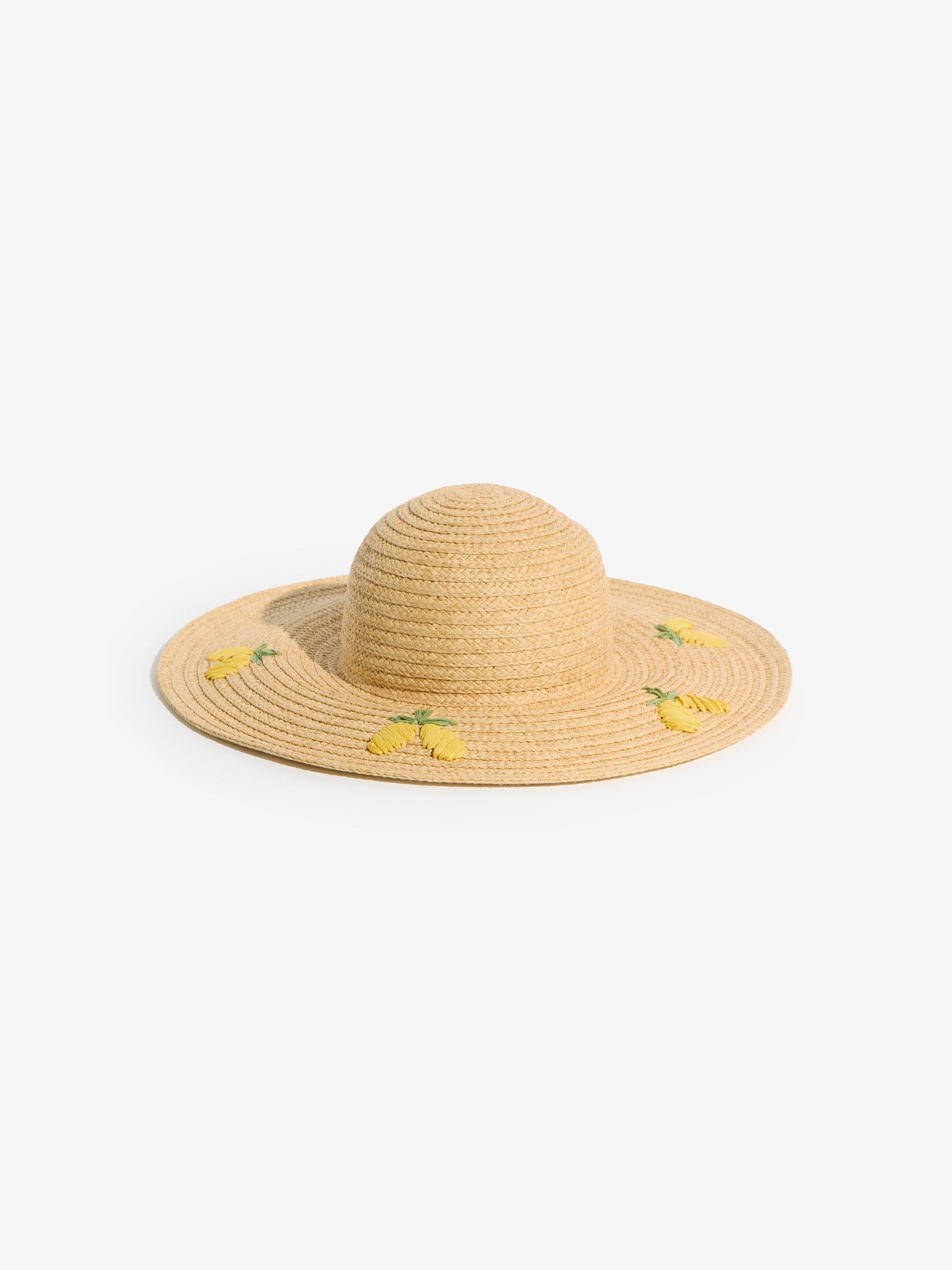 Love & Roses natural lemon embroidered floppy hat, UK version