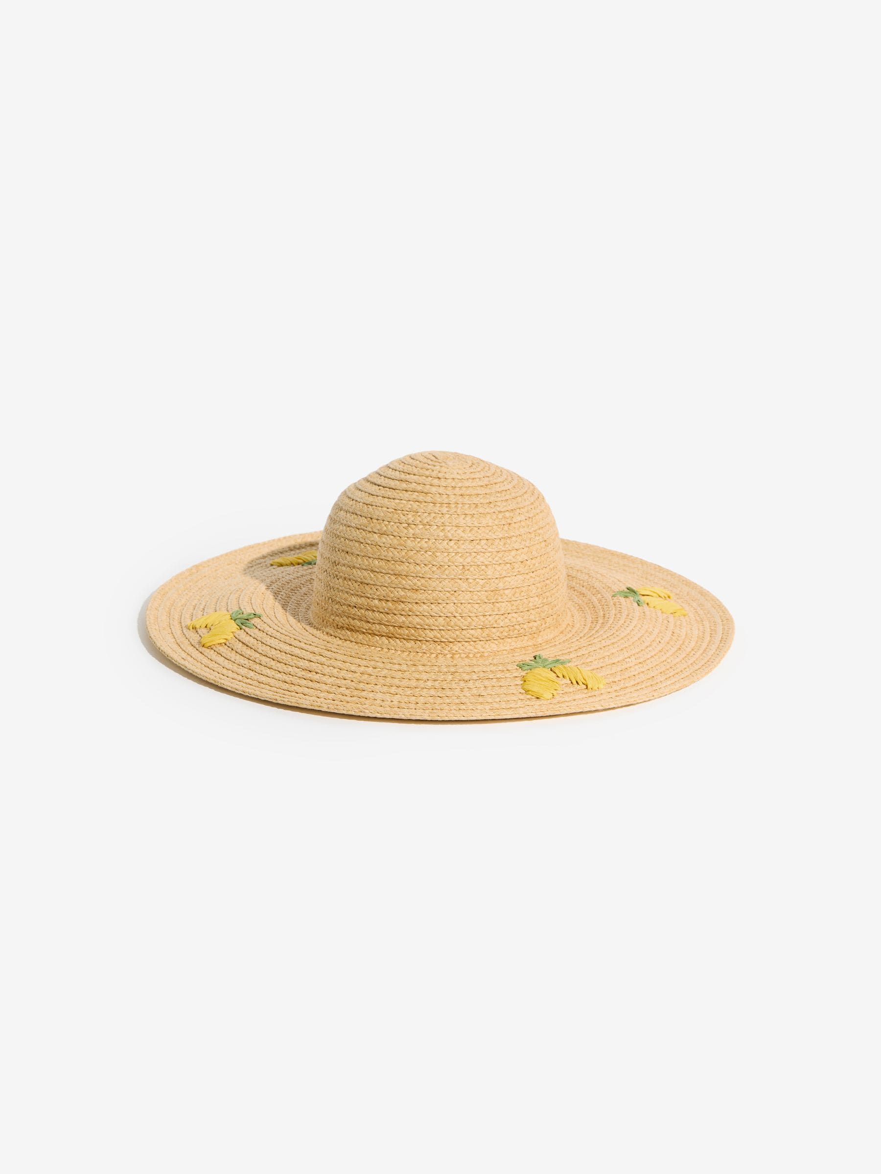 Love & Roses natural lemon embroidered floppy hat, UK version