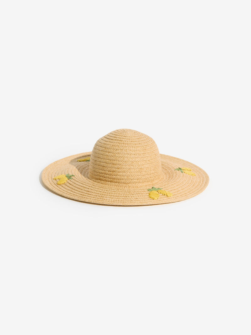 Love & Roses natural lemon embroidered floppy hat, UK version