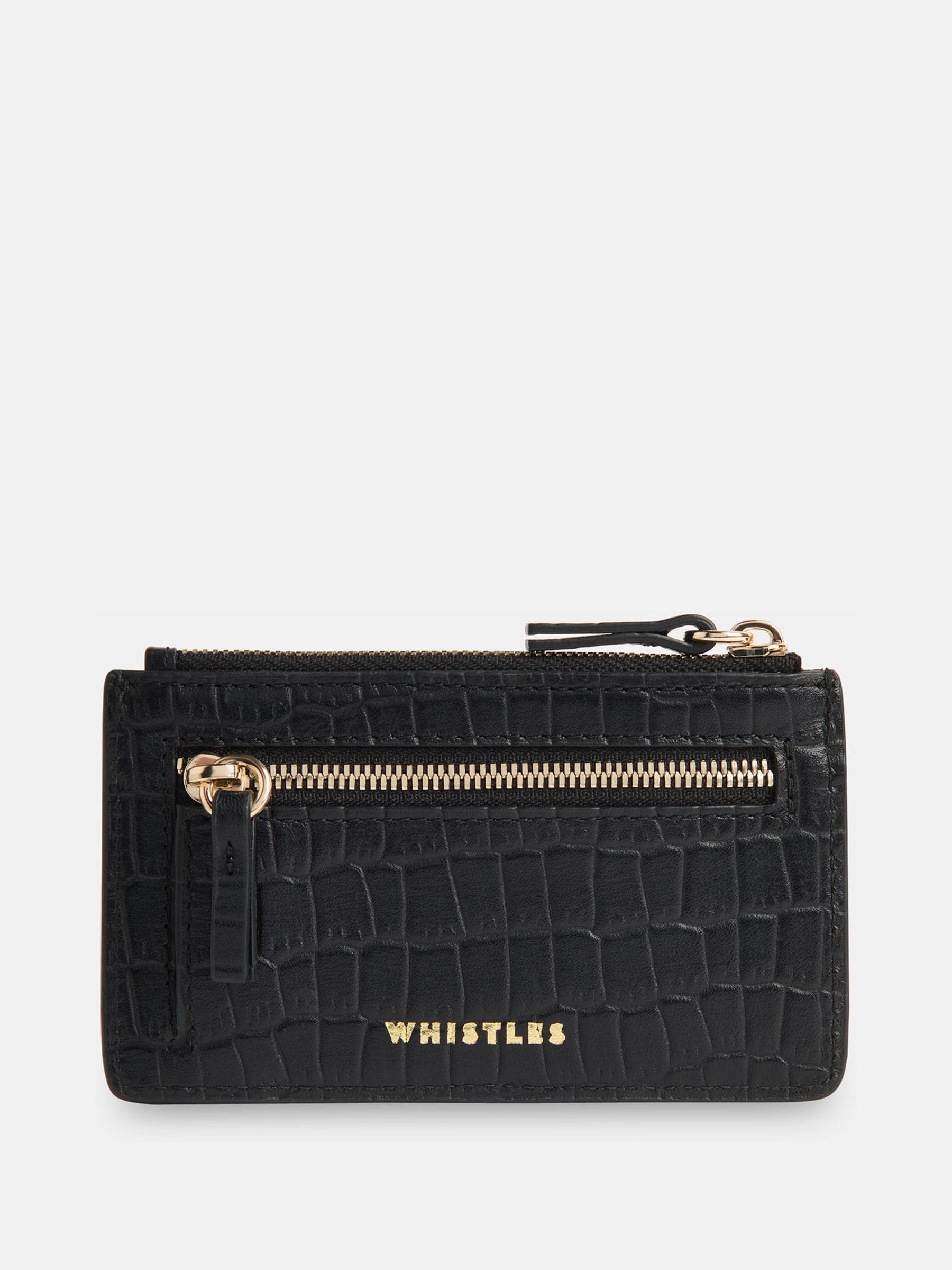 Whistles black croc zip top card holder, UK version