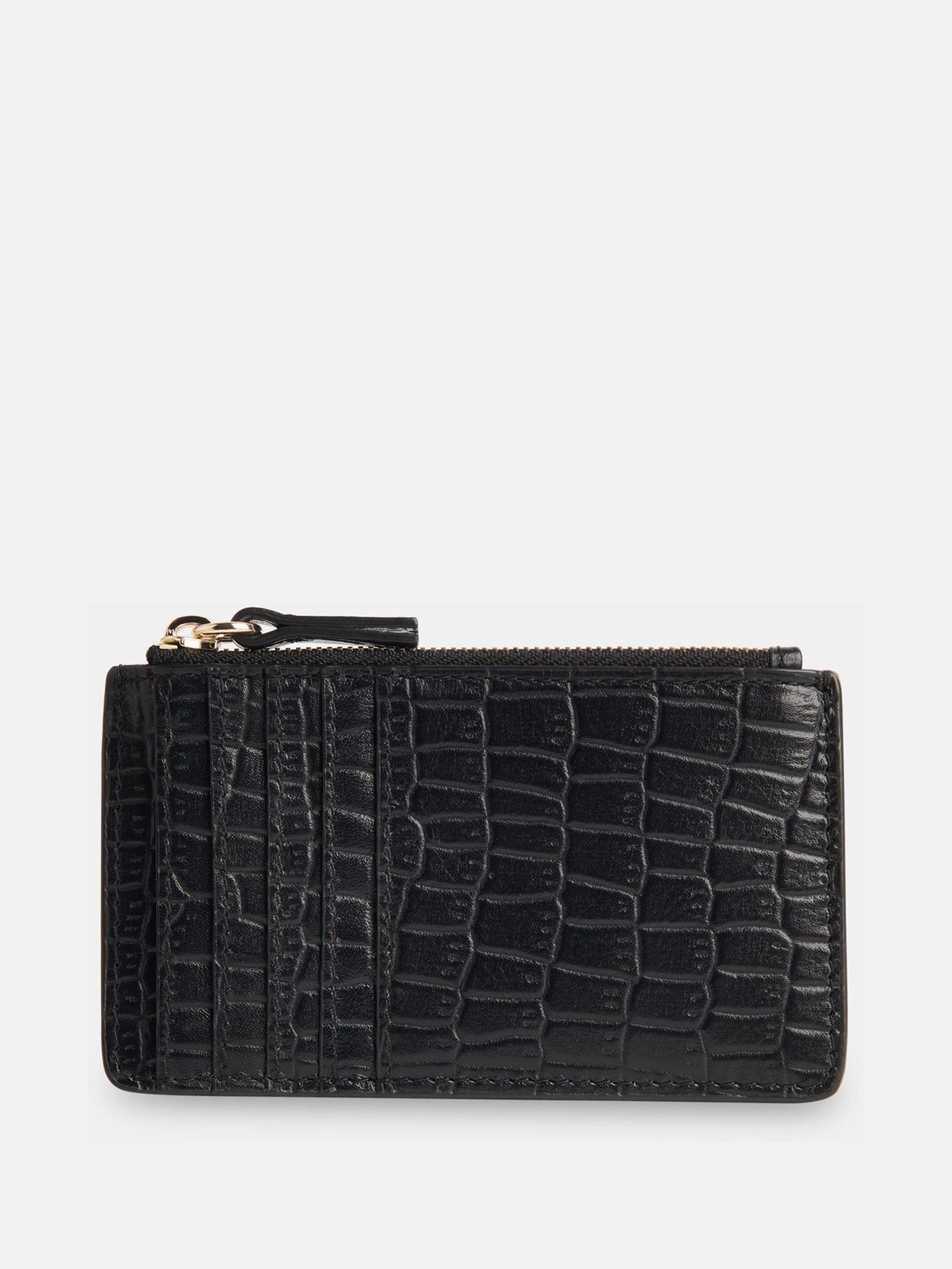 Whistles black croc zip top card holder, UK version