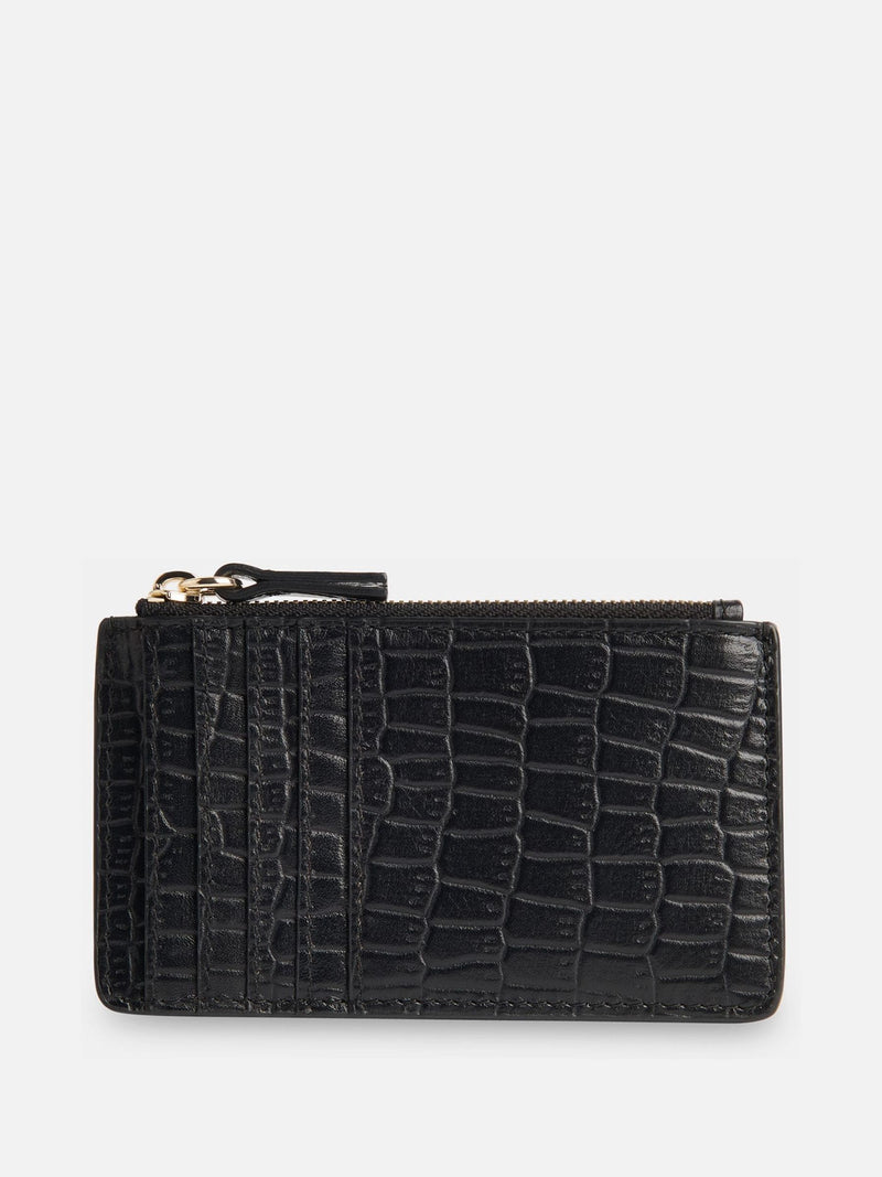 Whistles black croc zip top card holder, UK version