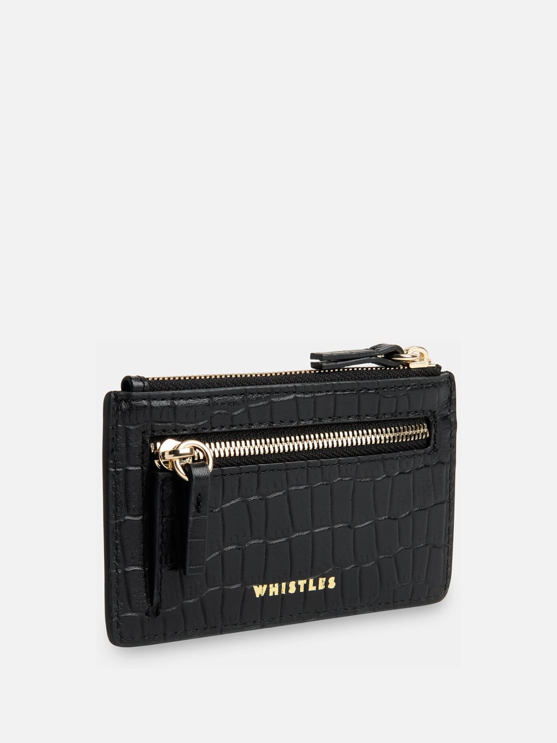 Whistles black croc zip top card holder, UK version