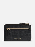 Whistles black croc zip top card holder, UK version