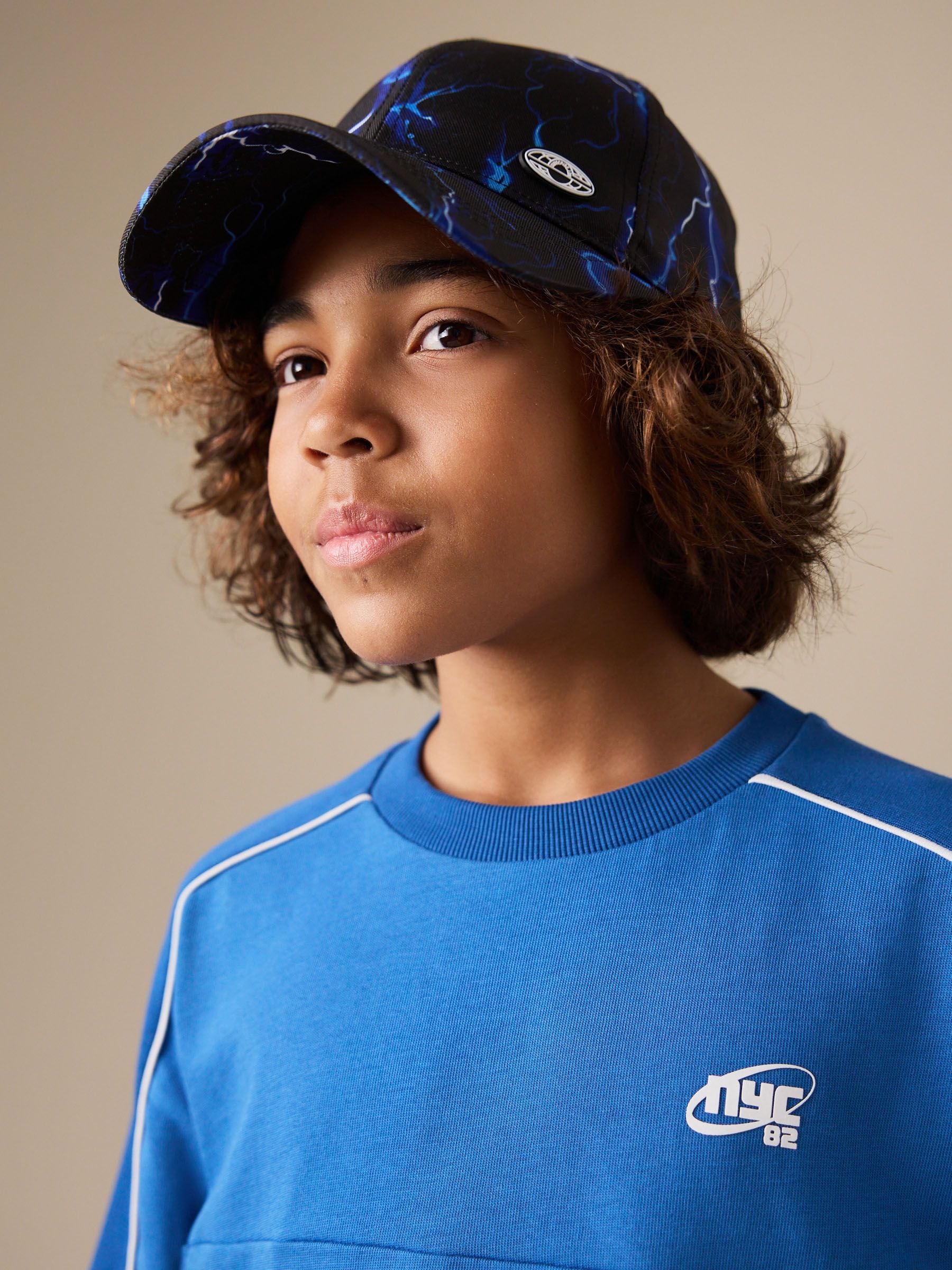 Baseball cap black and blue lightning bolt 3-16yrs, imported from the UK