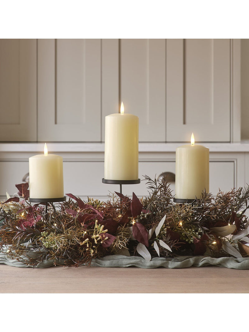 Lights4fun Autumn Winter Trio Candle Holder 70cm - British product
