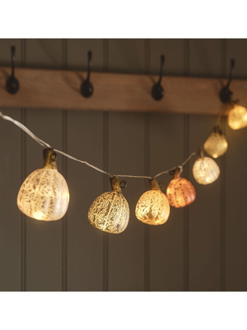 Lights4fun multicoloured 10 glass pumpkin LED string lights, UK version