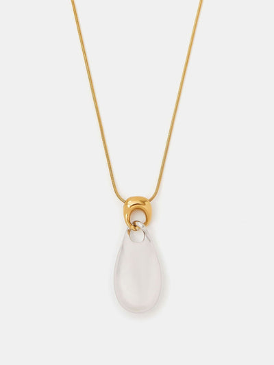 Next Gold Tone Stainless Steel Mixed Metal Teardrop Pendant Necklace- Buy online at McGrocer